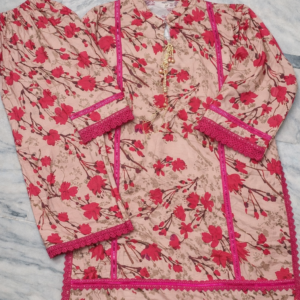 2 pc digital print dress stich trouser shirt