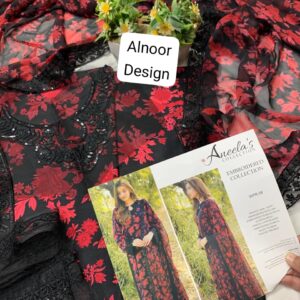 aneela’s black luxury printed lawn