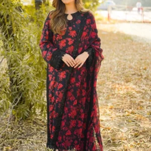 aneela’s black luxury printed lawn